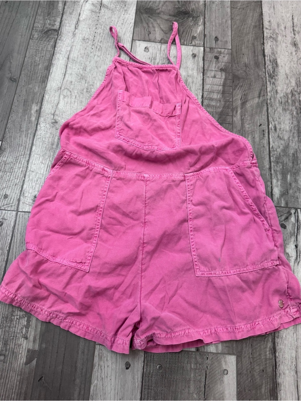 Roxy Pink Cotton Romper One-Piece Overalls Shorts Surf Boho Medium
